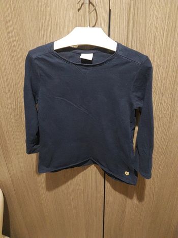Tee shirt bleu marine basic zara fille 5 ans manches 3/4