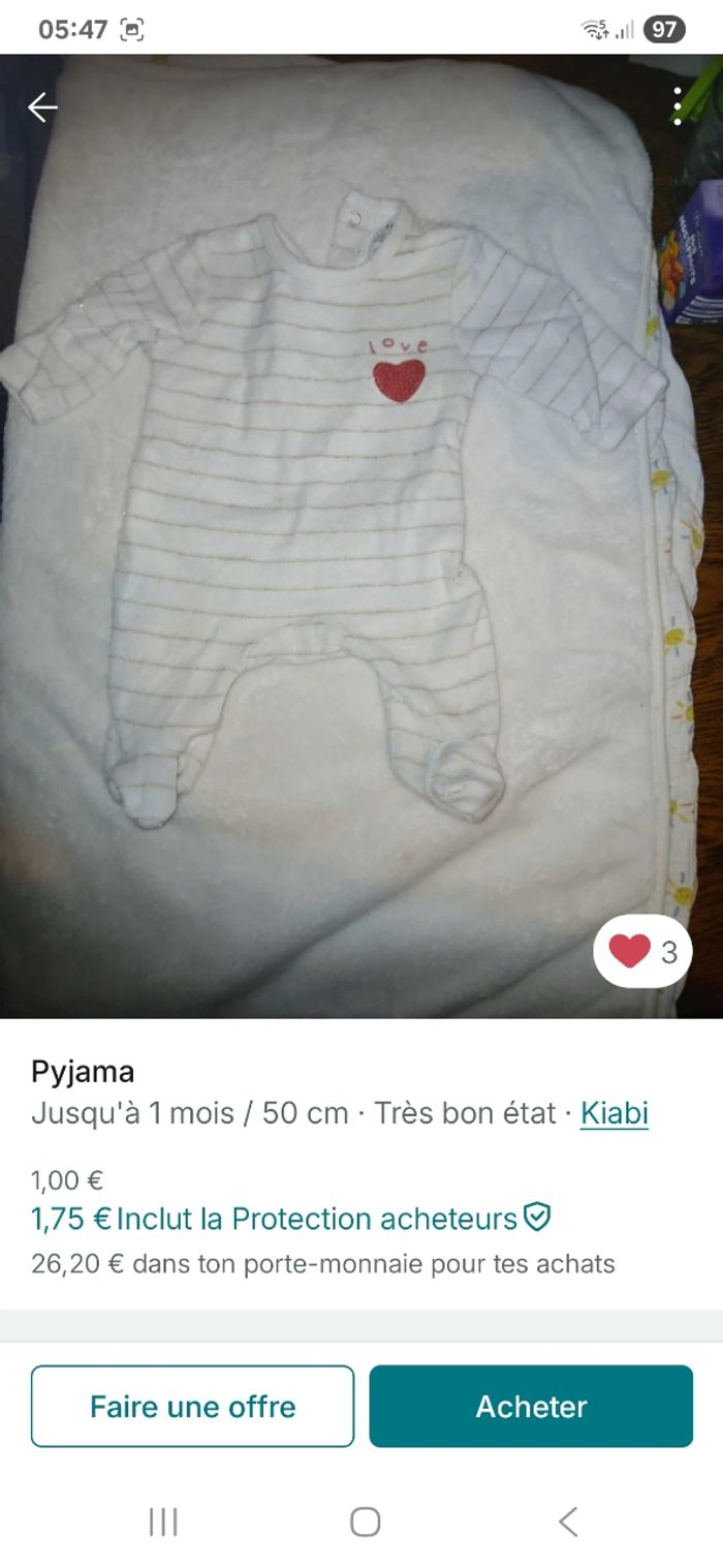 Lot de Pyjama grenouillère 50 cm jusqu'à 1 mois plusieurs marques - photo numéro 4