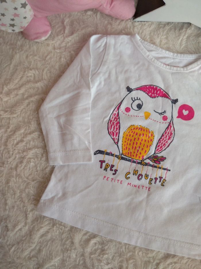 Ensemble (tee shirt manches longues+legging côtelé) Fille 3 mois Chouette Minette Gémo - photo numéro 4