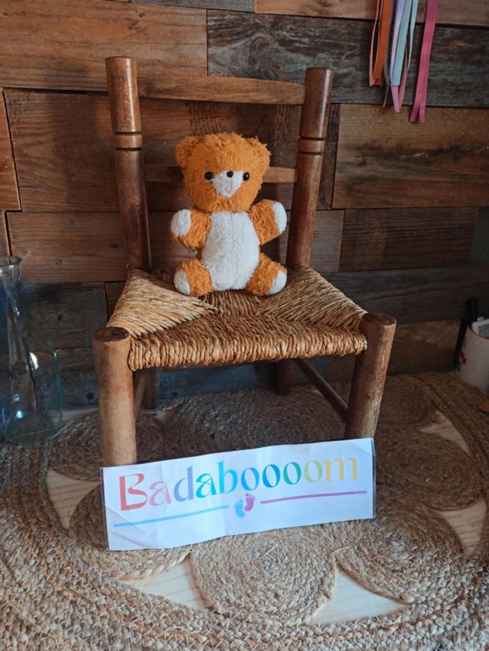 peluche ours hochet orange Nounours vintage