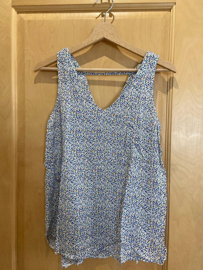 Blouse camaïeu blanche et bleue