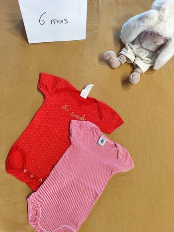 Lot de 2 bodies manches courtes 6 mois