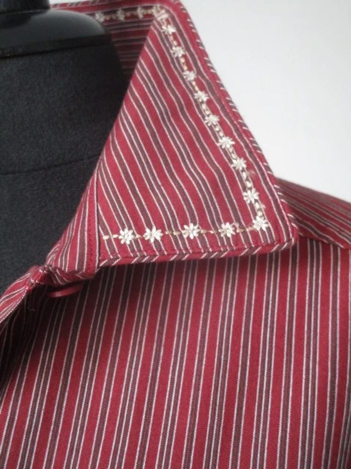 Chemise vintage rayée rouge/bordeaux 44 TBE - photo numéro 4