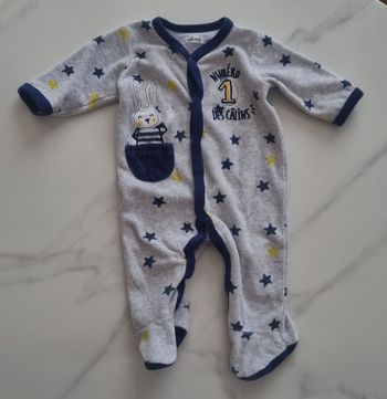 pyjama dors-bien en velours gemo gris motif étoile taille 3 mois