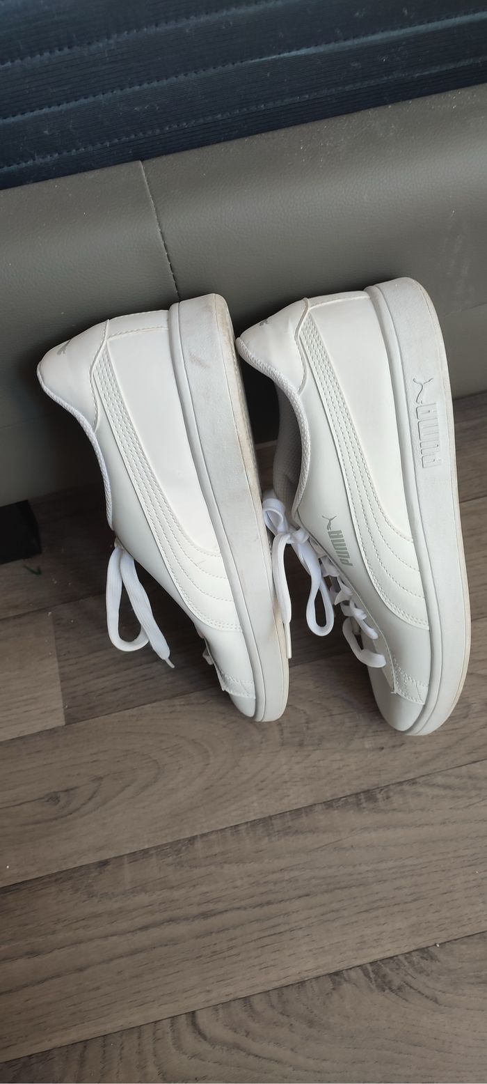 Baskets Puma blanches unie - Taille 43 - photo numéro 2