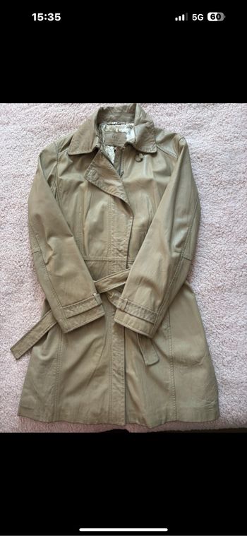 Veste 3/4 femme en cuir beige