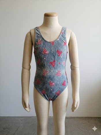 Maillot de bain 1 pièce bleu et imprimé rouge Taille 16 ans Complices