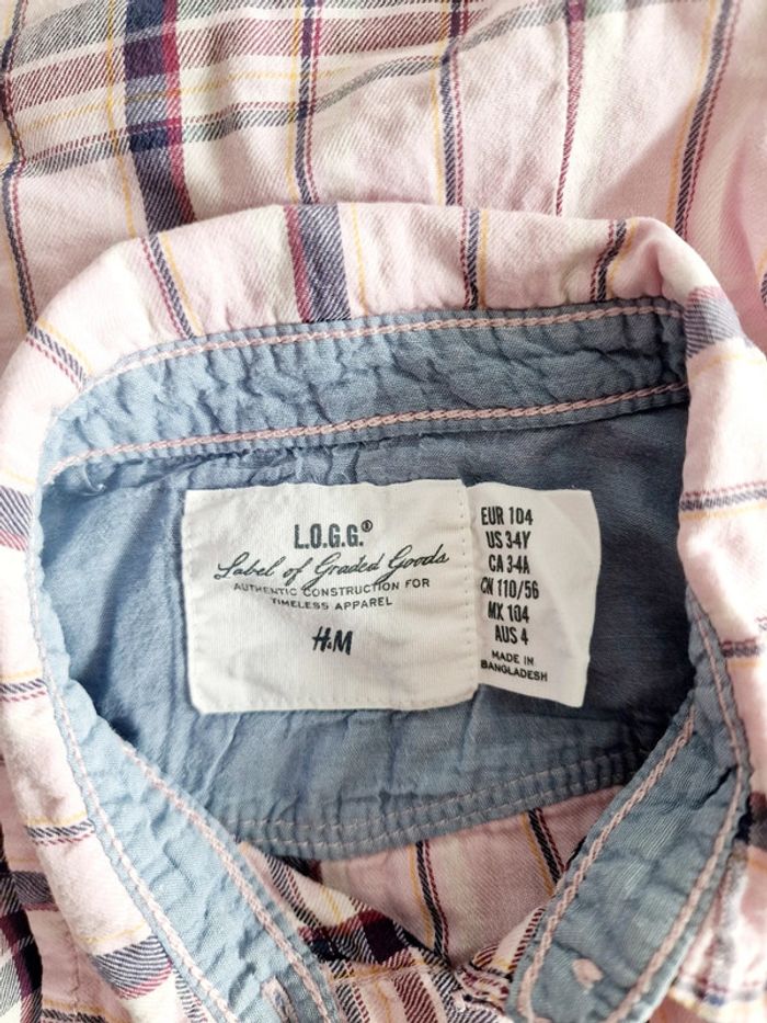 H&M - Chemise à carreaux, manches longues - Rose (4 ans) - photo numéro 4