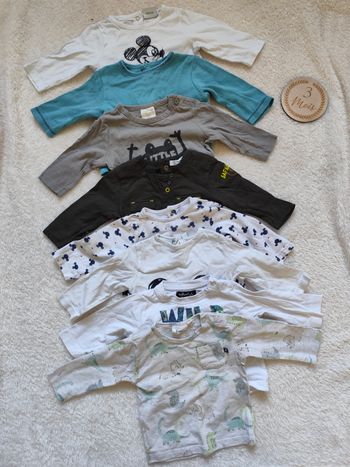 Lot de 8 t-shirts à manches longues, 3 mois, garçon