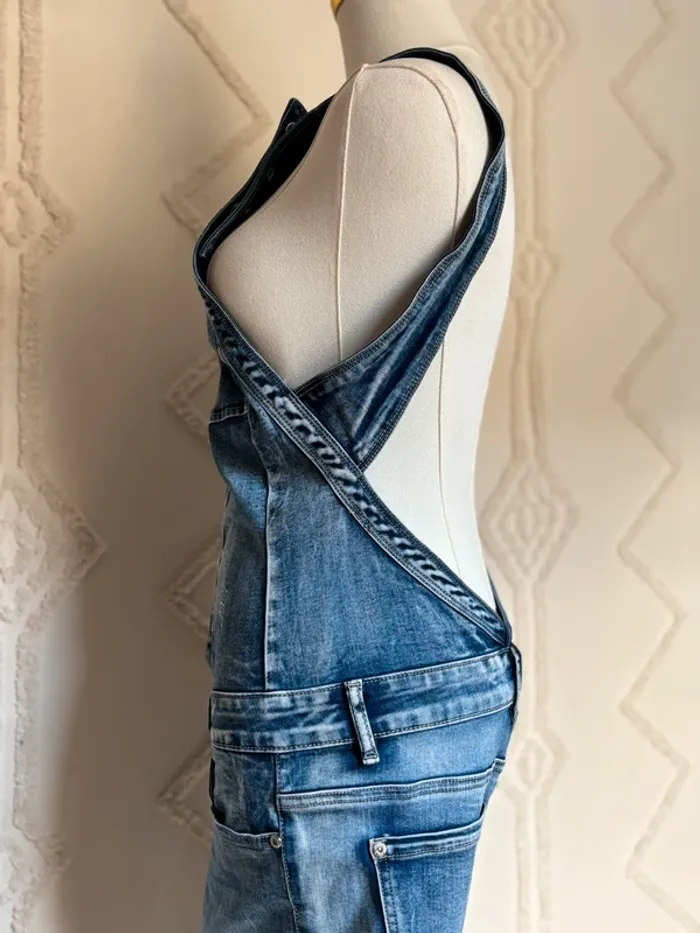 Combinaison en jean vintage années 2000 – Softy Denim – effet corset – coupe droite taille M - photo numéro 11