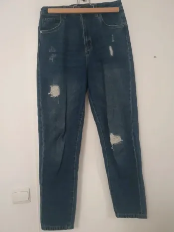 Jeans mom bleu foncé