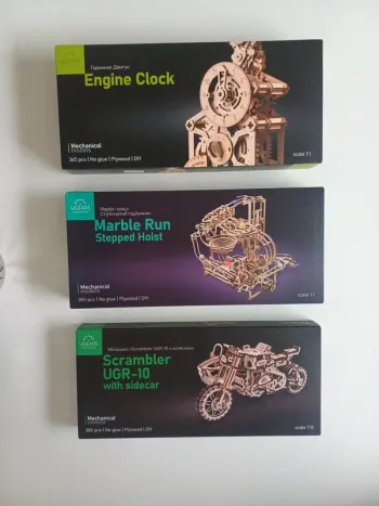Lot 3 maquettes mécaniques UGEARS neuves (boîtes scellées et multilingues) 14 ans+