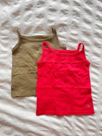 Lot de deux Tops à bretelles Orchestra 2 ans kaki et rose