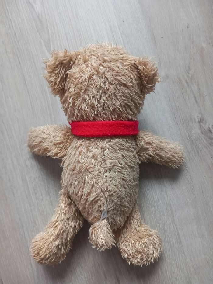 Doudou ourson avec écharpe rouge - photo numéro 3