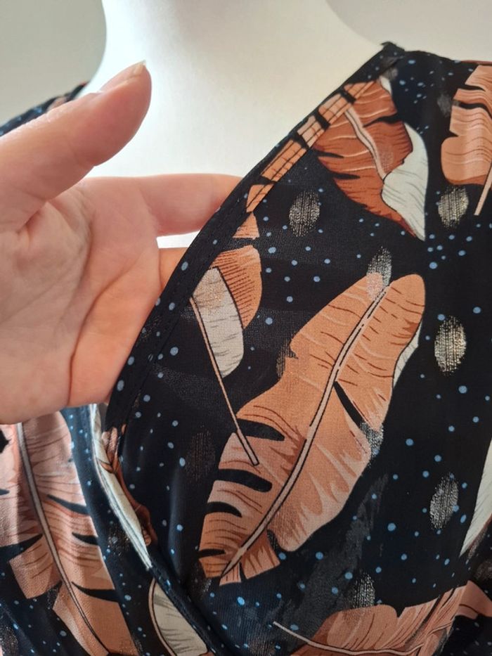 Robe longue noire asymétrique à motifs Papillone taille S 36 - photo numéro 4