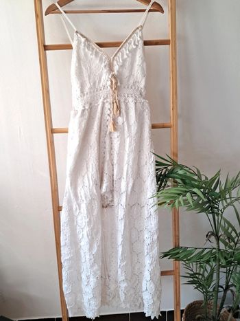 Robe longue Combishort en dentelle blanche taille unique tres bon état