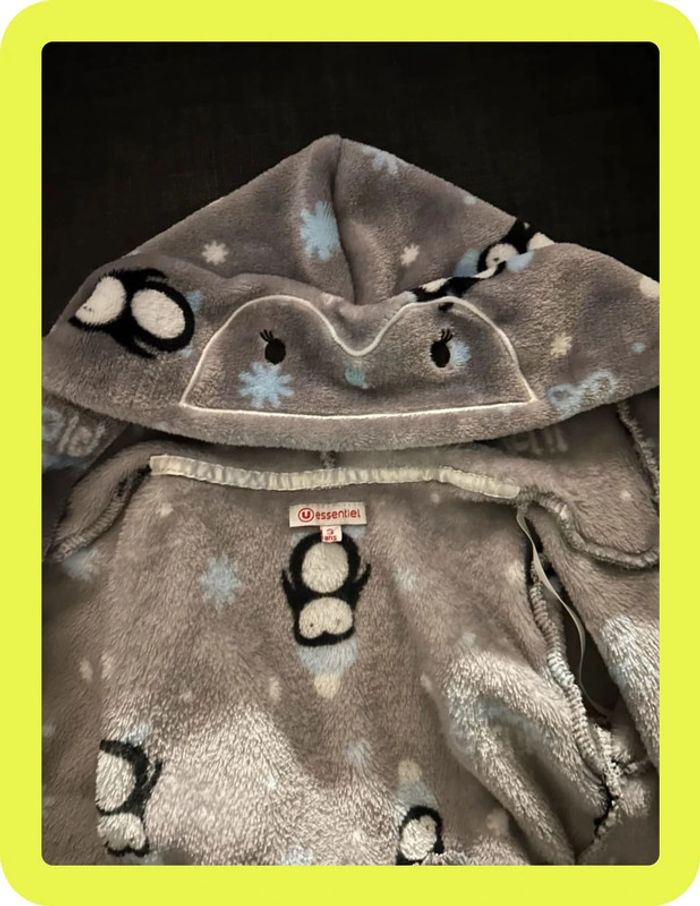 Peignoir enfant 3 ans, 97cm pingouin 🐧 U essentiel, animaux, polaire - photo numéro 7