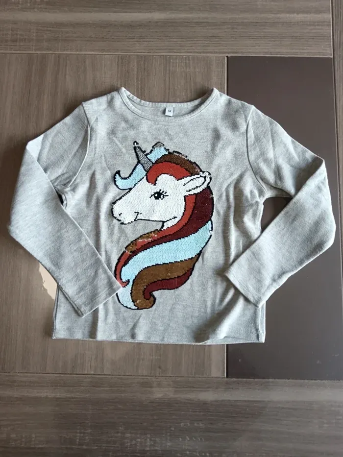Pulls col rond filles licorne 6 ans