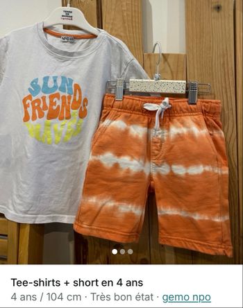 Tee-shirts + short  4 ans 