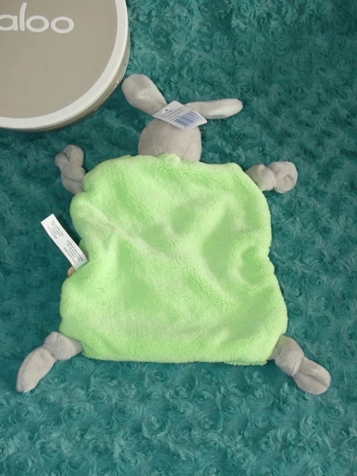 Doudou plat lapin kaloo plume vert fluo 🐰Neuf - photo numéro 3