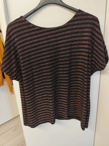 Pull noir à rayures métallisées cuivrées – Oversize