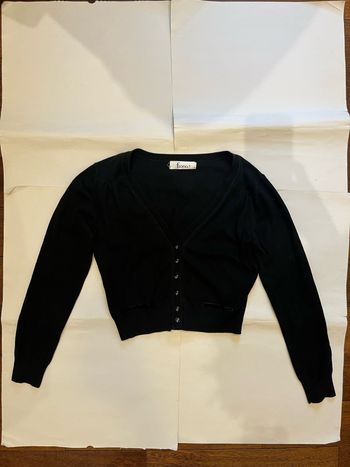 Cardigan manches longues noir basique boutonnée fiona taille S