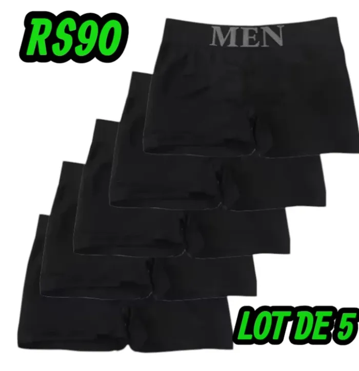 5 pièces Style mince hommes haute élastique couleur unie confortable Boxer taille S