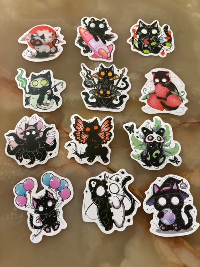 Stickers chats gothique 12 pièces