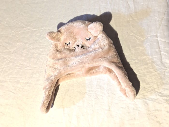 Bonnet Cache Oreilles Visage Chat Dort Oreilles Scratch Vêtement Accessoire Petits Enfants Bébés