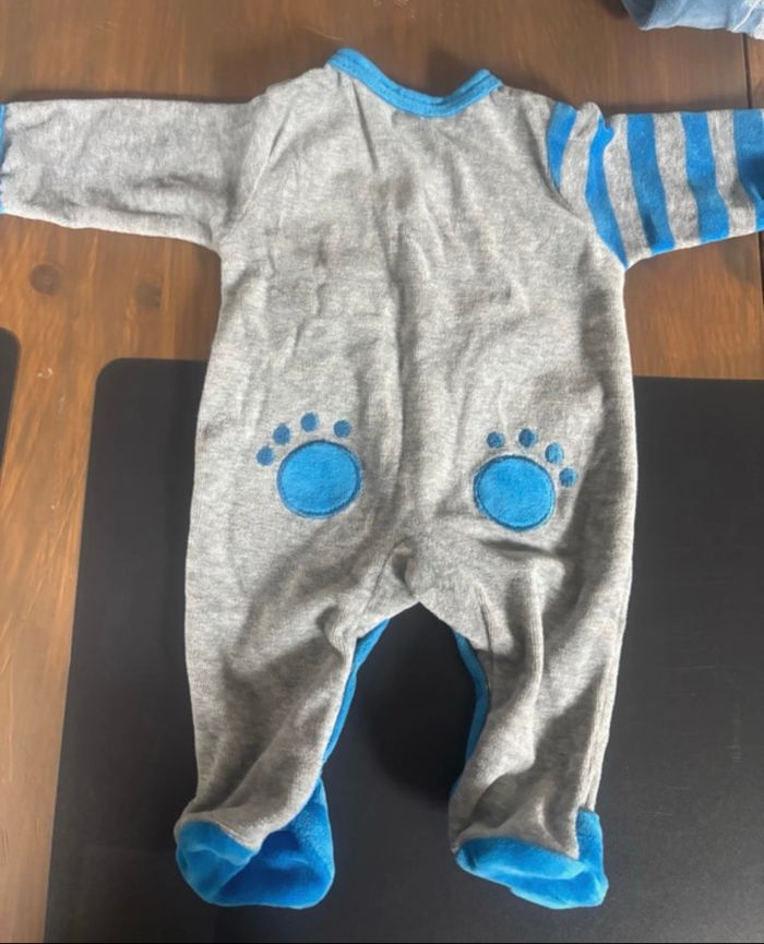 Lot de 3 bodies en velours bleu 0mois/naissance - photo numéro 6