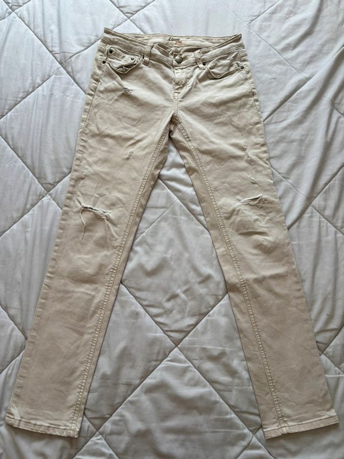Jean etam jeans blanc écru crème taille basse slim y2k début 2000 taille M/38 - photo numéro 2
