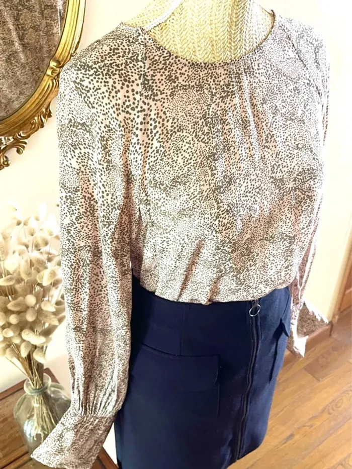 Sublime blouse manche longue fluide mango taille XL rose à motif - photo numéro 2