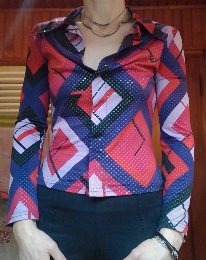 Chemisier femme rouge violet - photo numéro 3