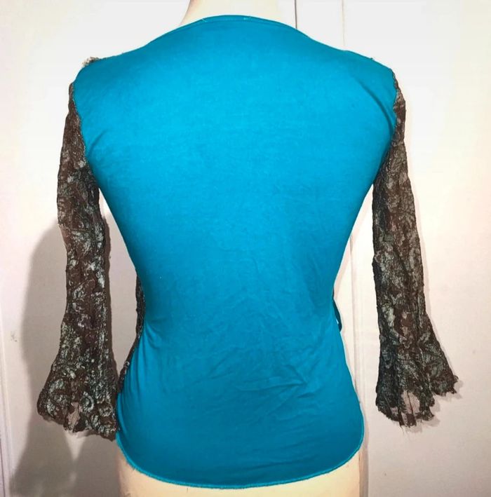 Dernier prix💎haut dentelle femme sexy coquette top cache coeur rare luxe frime paris vintage t s 36 - photo numéro 5