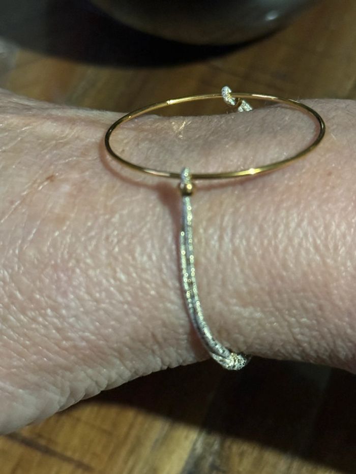 Bracelet cordon doré pailleté réglable cercle fils xl acier inoxydable or habaha Paris - photo numéro 3