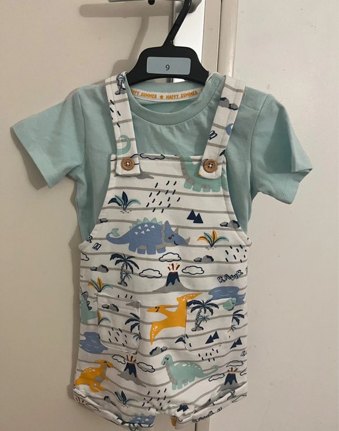 Salopette et tee-shirt garçon(9 mois),71 cm