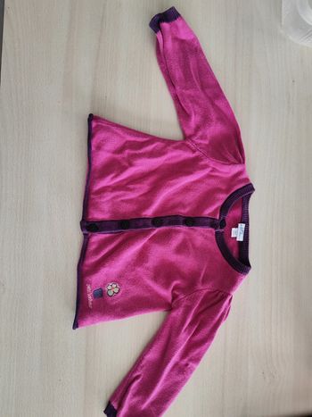 Gilet rose et violet p'tit bisou 12 mois