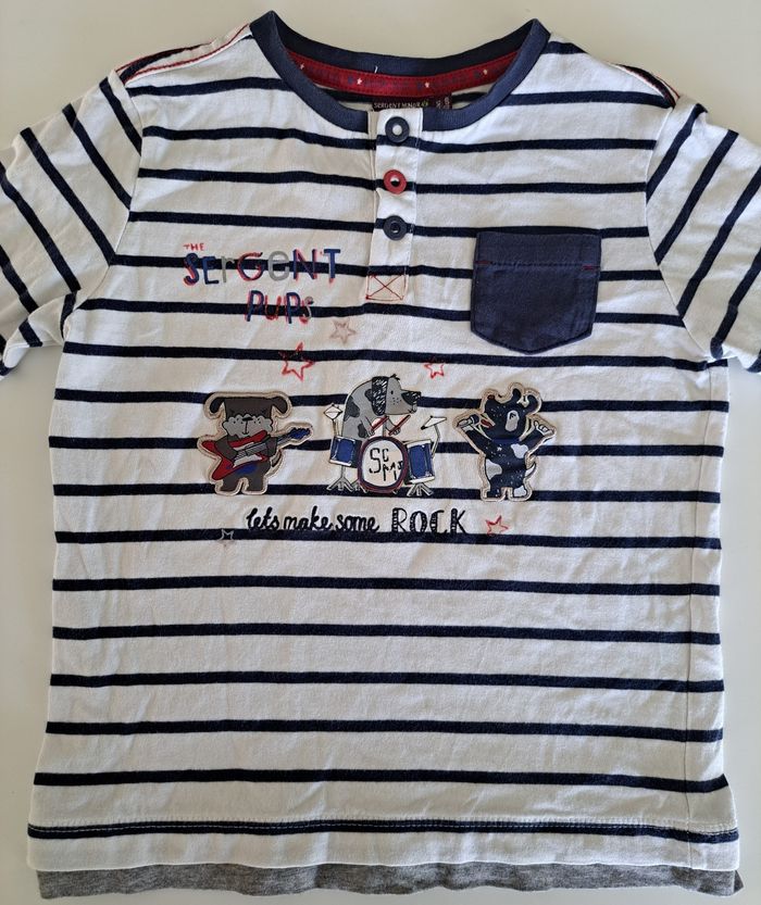 T-shirt marinière ML garçon 5 ans BE - photo numéro 4