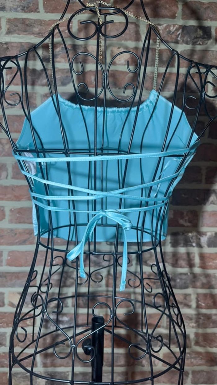 Top bleu satiné dos nu Bershka Taille S / 36 - photo numéro 7