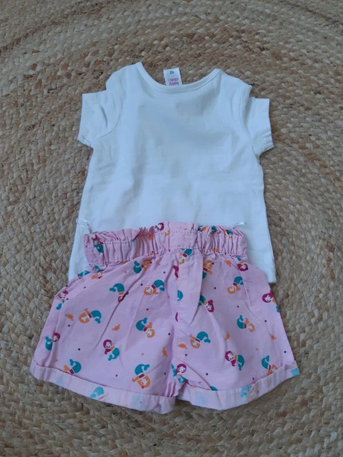 Ensemble tee-shirt blanc et short Baby Club 62 cm - photo numéro 5