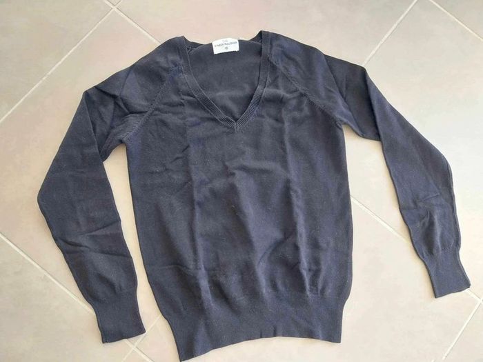 Pull noir  col V  TM - photo numéro 3