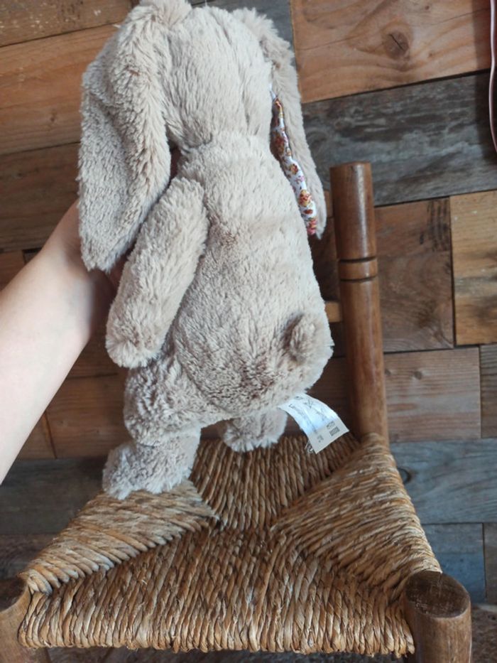 Peluche Lapin gris liberty cotton blue tbe - photo numéro 4