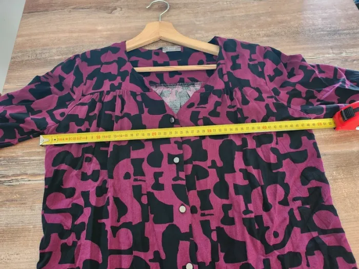 Chemise blouse tunique formul rouge bordeaux motifs noirs taille 38 neuve - photo numéro 5