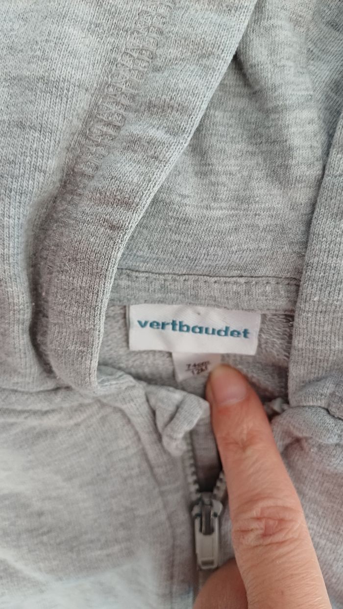 Sweat a capuche zippé Vert Baudet 12 mois - photo numéro 2