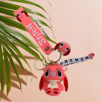 Porte-clés personnalisé cadeau adulte femme enfant ado stitch rose