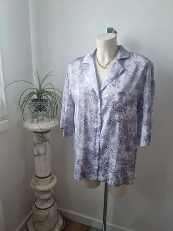 Chemise satiné fluide floral violette Shein