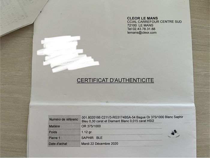 Bague or blanc saphir bleu - photo numéro 7