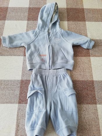 Jogging sweat à capuche zip et pantalon bleu 1 mois