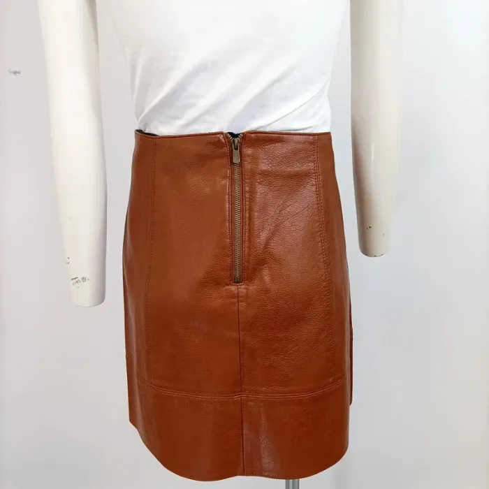 Jupe marron cuir synthétique - camaïeu - taille 42 (A985) - photo numéro 2