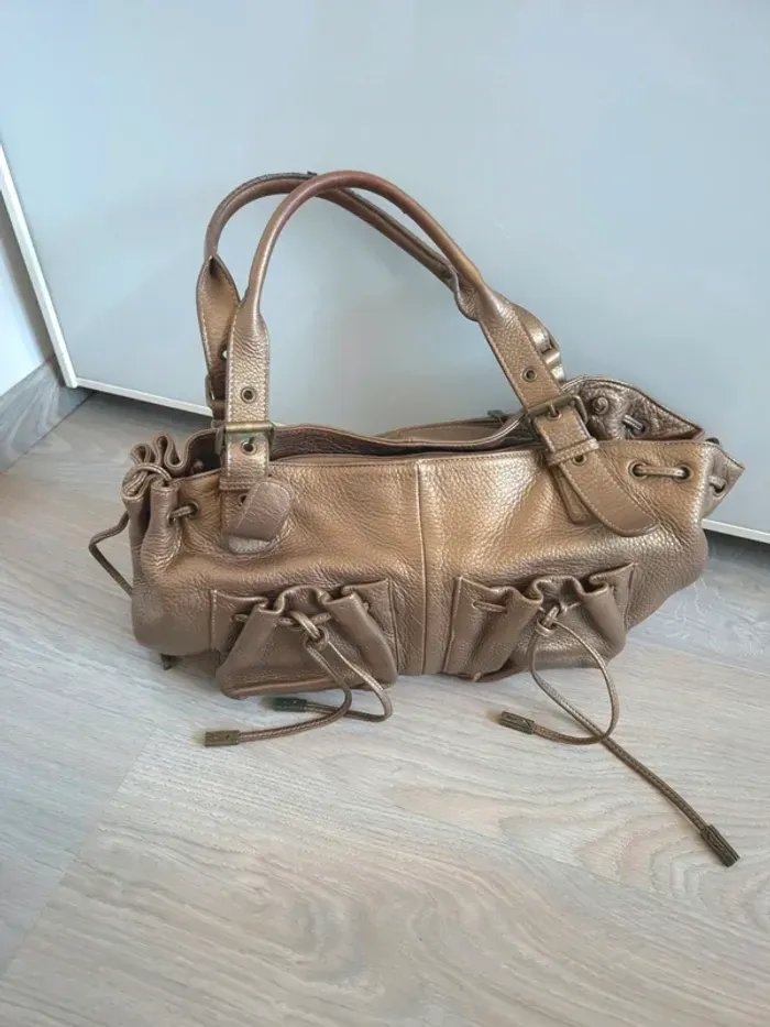 sac à main doré cuir vintage Sabrina - photo numéro 1